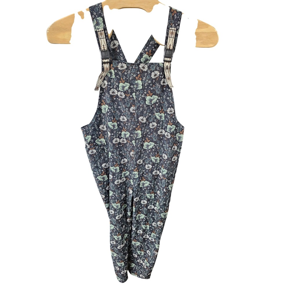 KAVU San Blas Overalls Women Large Black Floral Quick Dry Hiking Jumpsuit